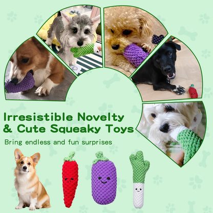 3-Pack Plush Squeaky Dog Toys for Small & Medium Dogs