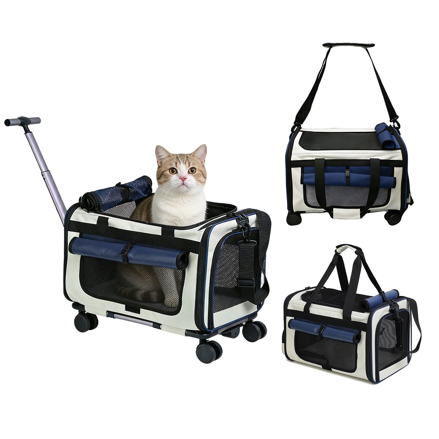 Expandable Rolling Pet Carrier for Small Dogs & Cats – Airline Approved Travel Bag