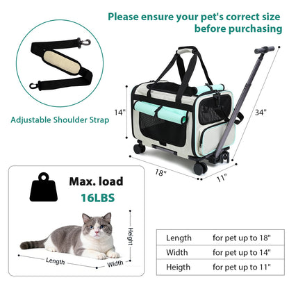 Expandable Rolling Pet Carrier for Small Dogs & Cats – Airline Approved Travel Bag