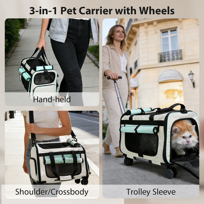Expandable Rolling Pet Carrier for Small Dogs & Cats – Airline Approved Travel Bag