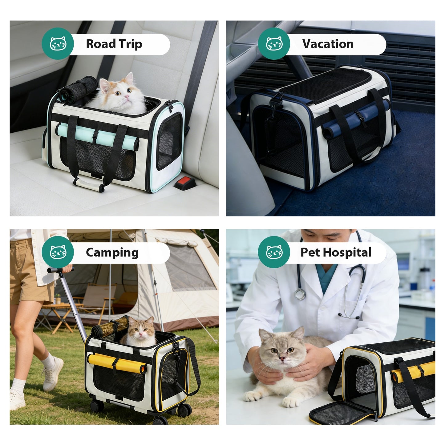 Expandable Rolling Pet Carrier for Small Dogs & Cats – Airline Approved Travel Bag