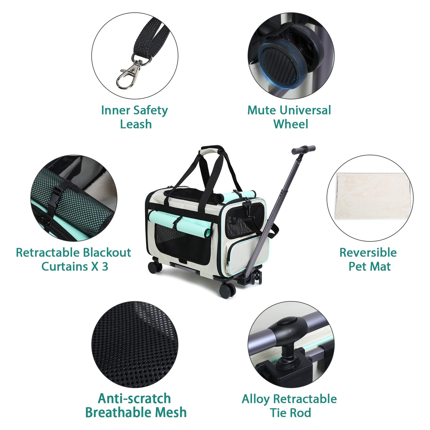 Expandable Rolling Pet Carrier for Small Dogs & Cats – Airline Approved Travel Bag