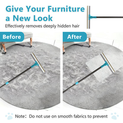 54" Long Handle Pet Hair Remover Rake for Carpet & Couch