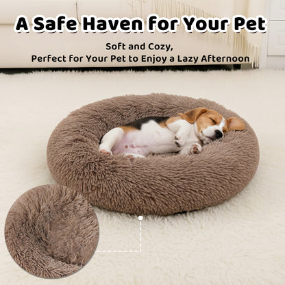 31" Calming Donut Dog Bed - Plush Round Cuddler for Medium Dogs & Cats