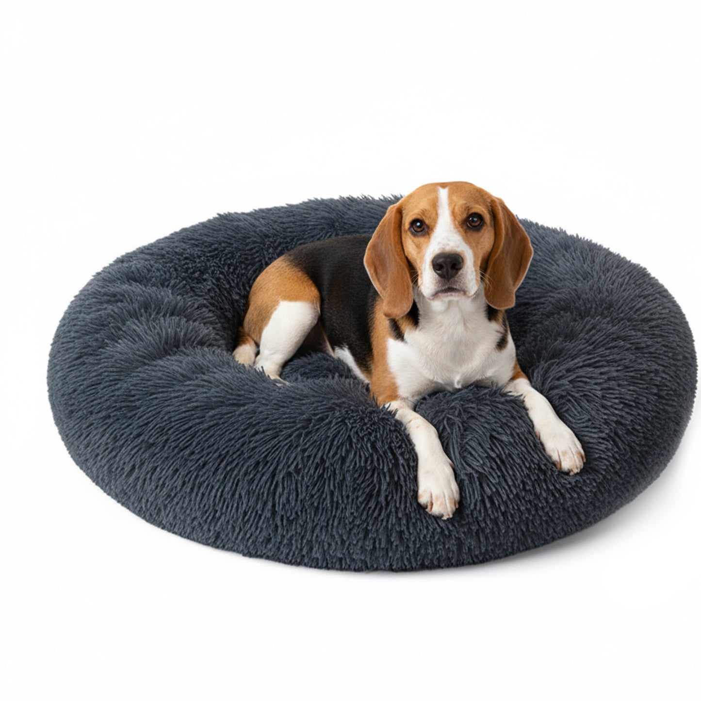 31" Calming Donut Dog Bed - Plush Round Cuddler for Medium Dogs & Cats