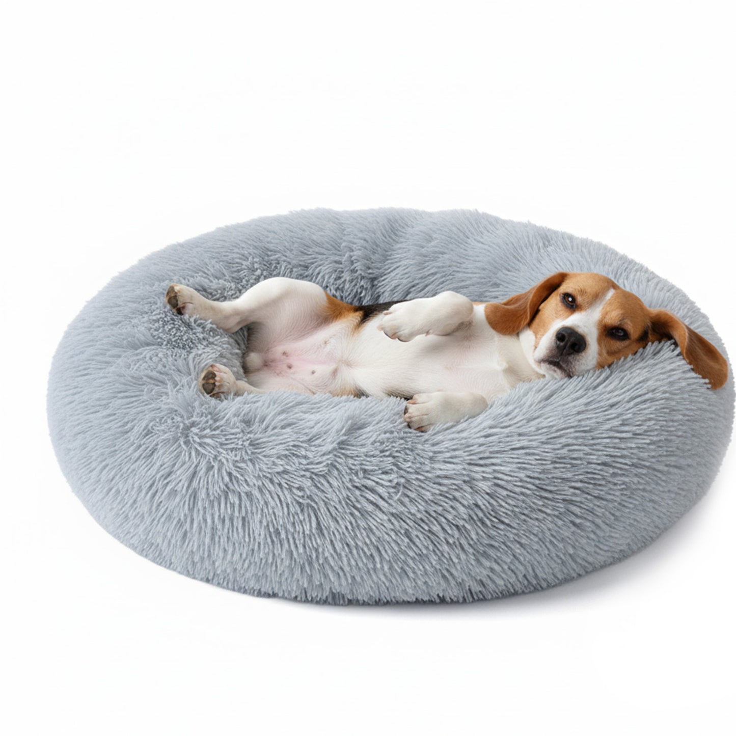 31" Calming Donut Dog Bed - Plush Round Cuddler for Medium Dogs & Cats