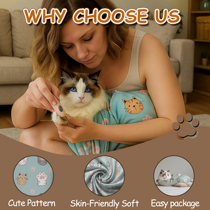 Calming Cat Wrap for Nail Trimming & Grooming - Anti-Scratch (6-14 lbs)