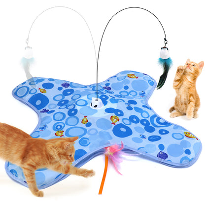 Interactive Cat Hide-and-Seek Toy – Automatic Feather & Optional Wand, USB Rechargeable