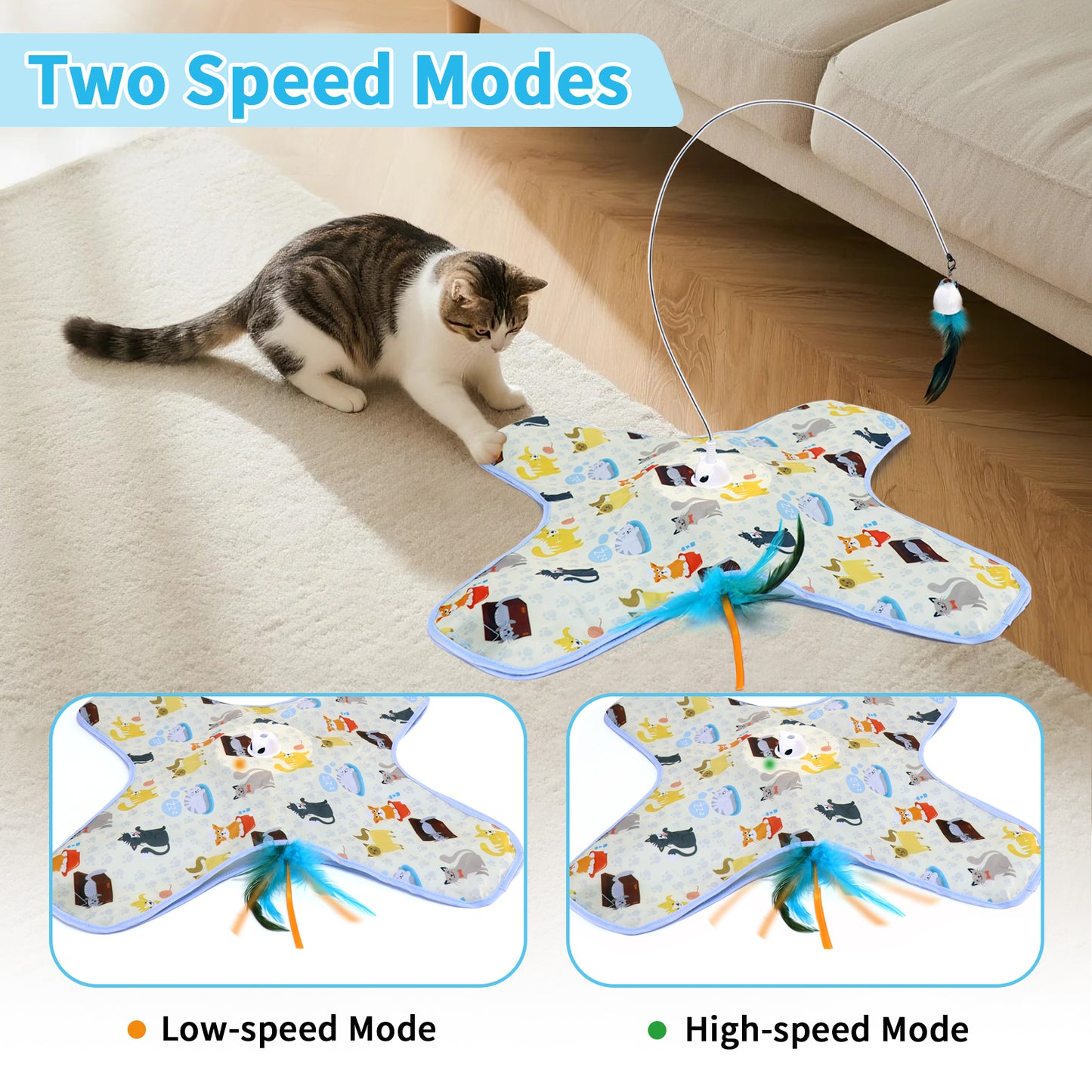 Interactive Cat Hide-and-Seek Toy – Automatic Feather & Optional Wand, USB Rechargeable