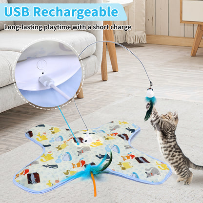 Interactive Cat Hide-and-Seek Toy – Automatic Feather & Optional Wand, USB Rechargeable