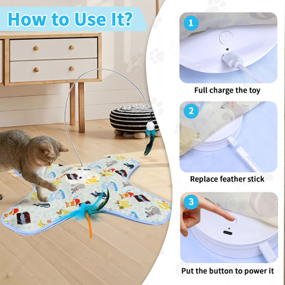 Interactive Cat Hide-and-Seek Toy – Automatic Feather & Optional Wand, USB Rechargeable