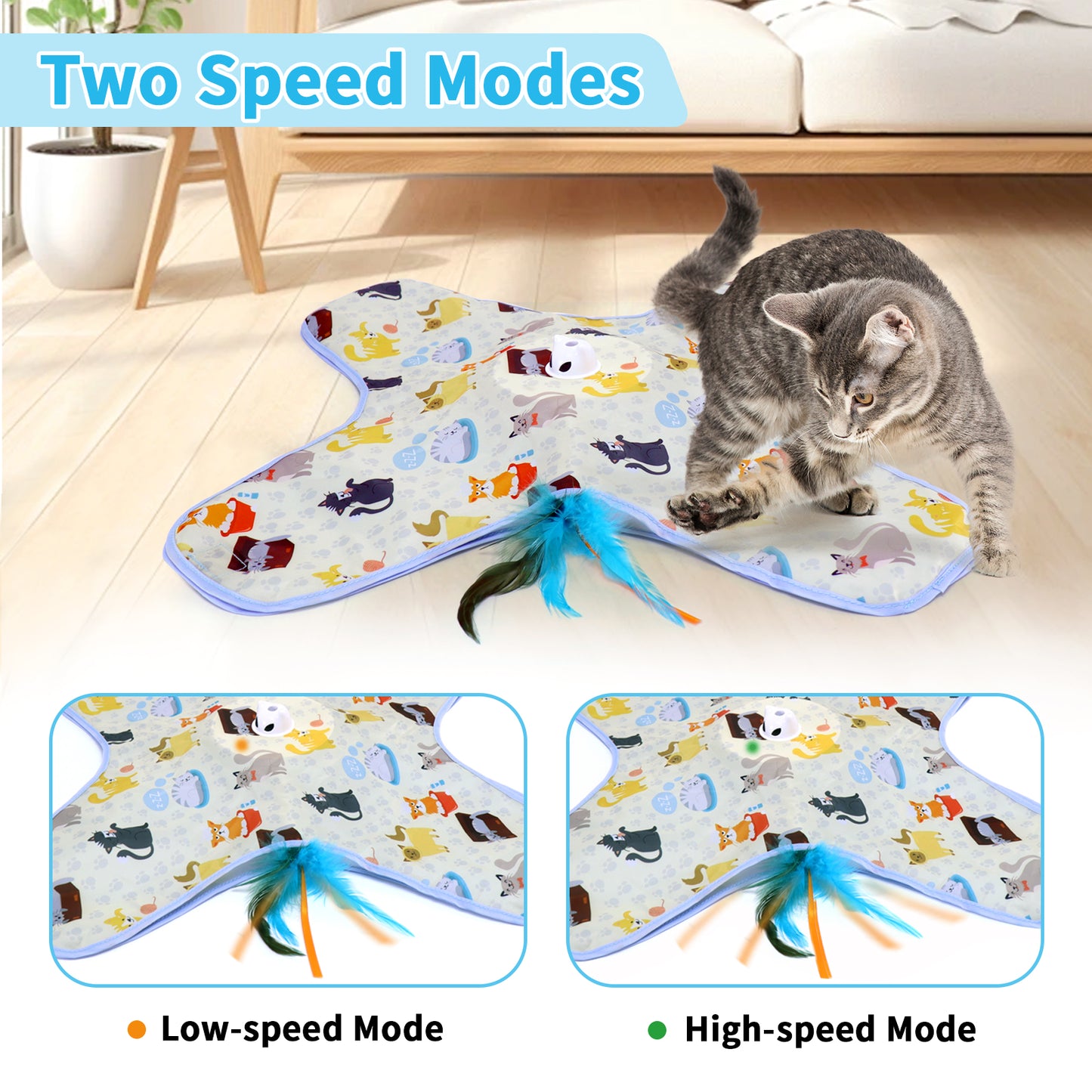 Interactive Cat Hide-and-Seek Toy – Automatic Feather & Optional Wand, USB Rechargeable