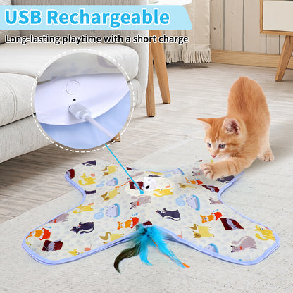 Interactive Cat Hide-and-Seek Toy – Automatic Feather & Optional Wand, USB Rechargeable