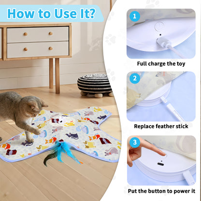 Interactive Cat Hide-and-Seek Toy – Automatic Feather & Optional Wand, USB Rechargeable