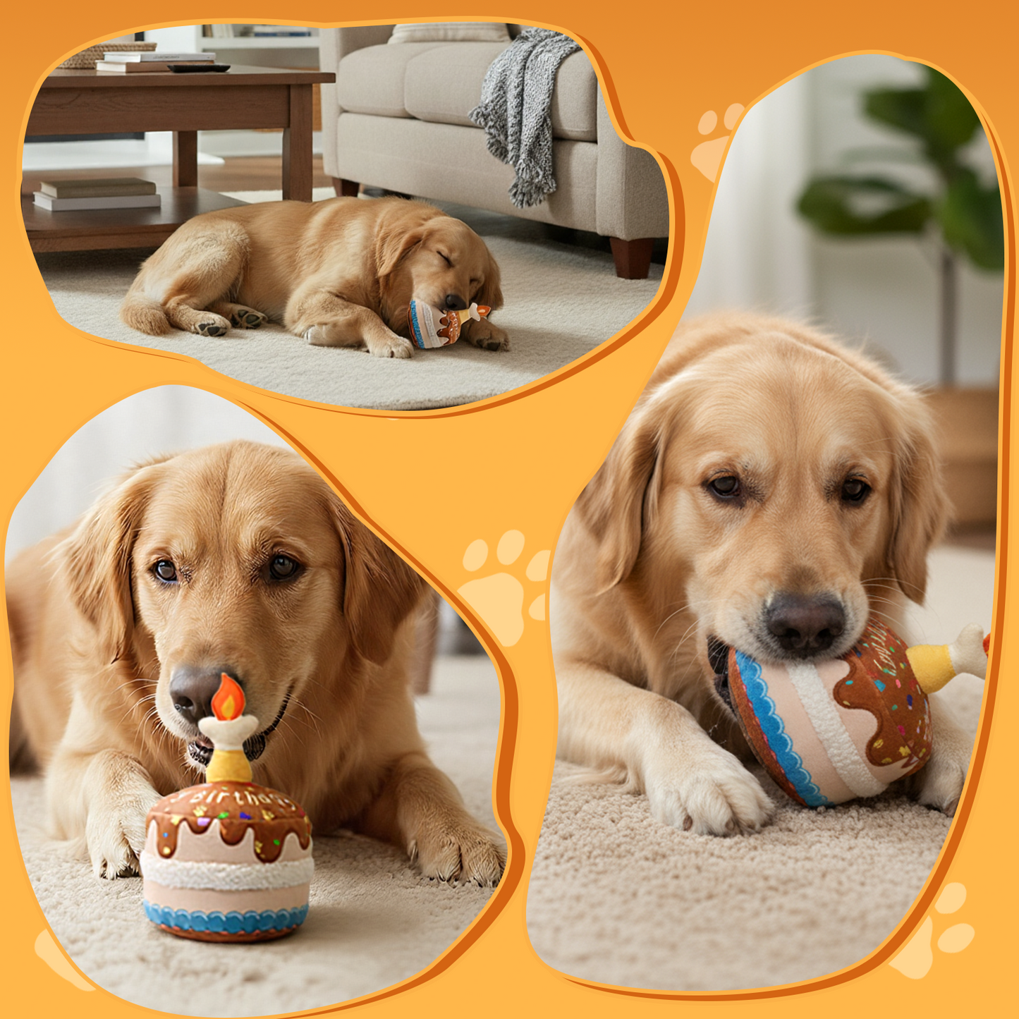 Dog Birthday Cake Toy – Soft Crinkle Plush for Small to Large Dogs, 5.5''