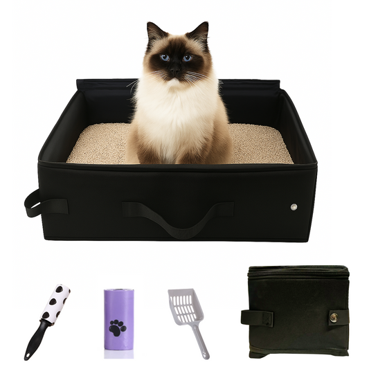 Foldable Travel Cat Litter Box with Lid - Portable & Leakproof