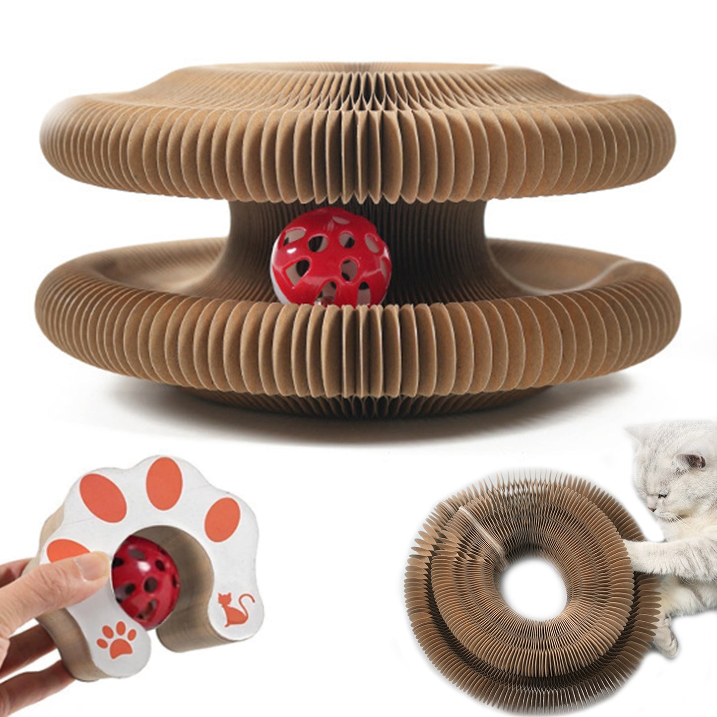 Magic Organ Foldable Cat Scratching Board with Bell Ball