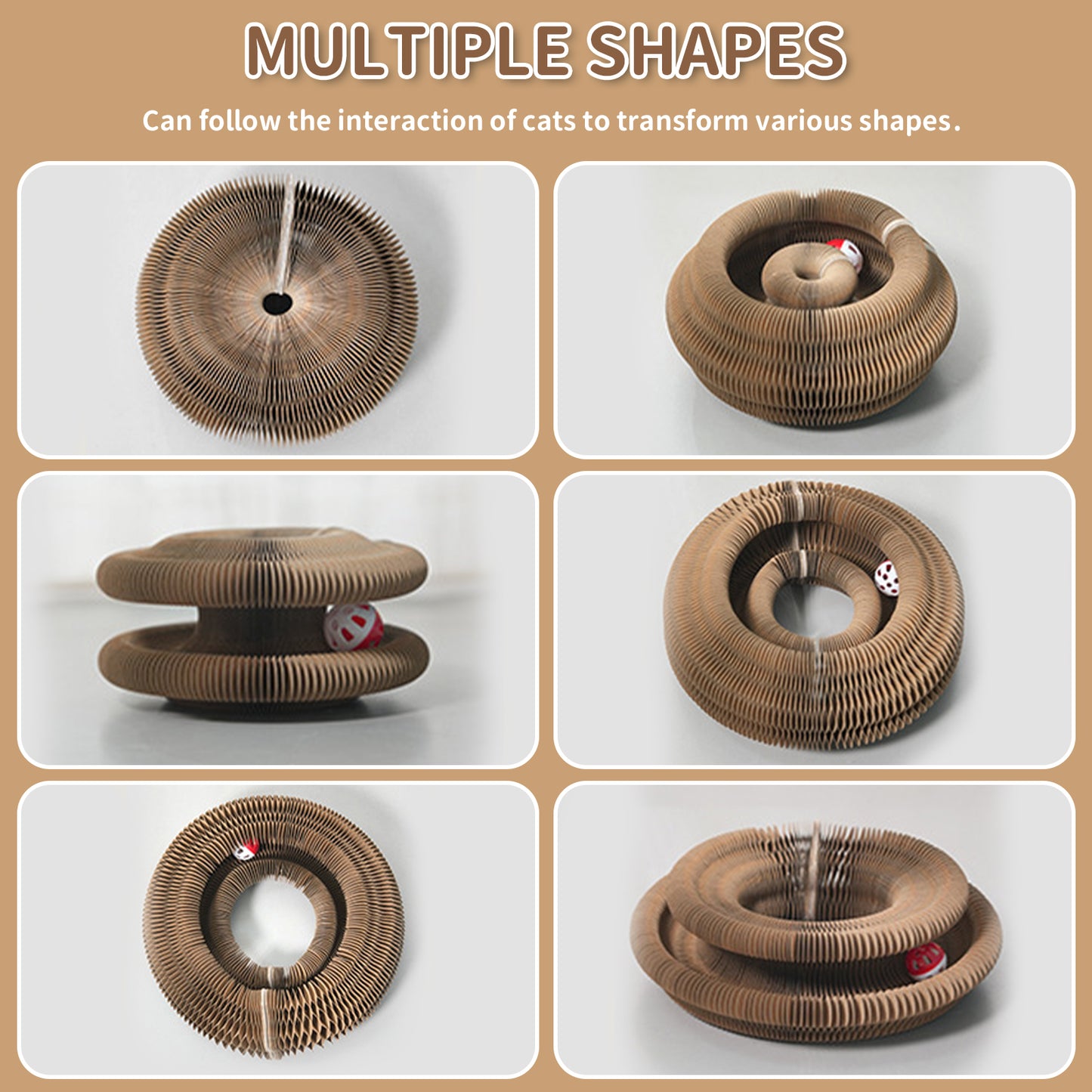 Magic Organ Foldable Cat Scratching Board with Bell Ball