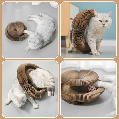 Magic Organ Foldable Cat Scratching Board with Bell Ball