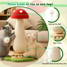 Mushroom Cat Scratching Post with Track Ball & Spring Toy