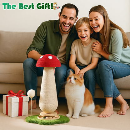 Mushroom Cat Scratching Post with Track Ball & Spring Toy