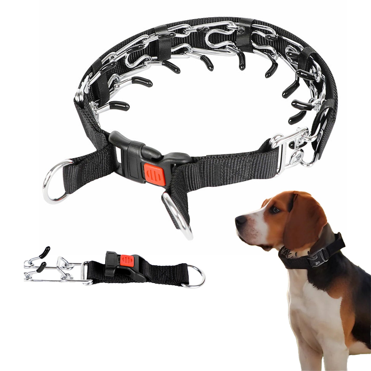 Stainless Steel Prong Training Collar with Rubber Tips & Quick Release