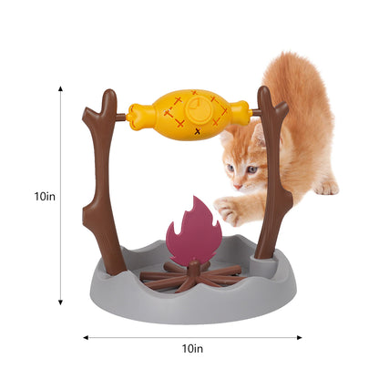 Rotating BBQ Cat Puzzle Feeder – Slow Feeder Treat Dispenser Toy