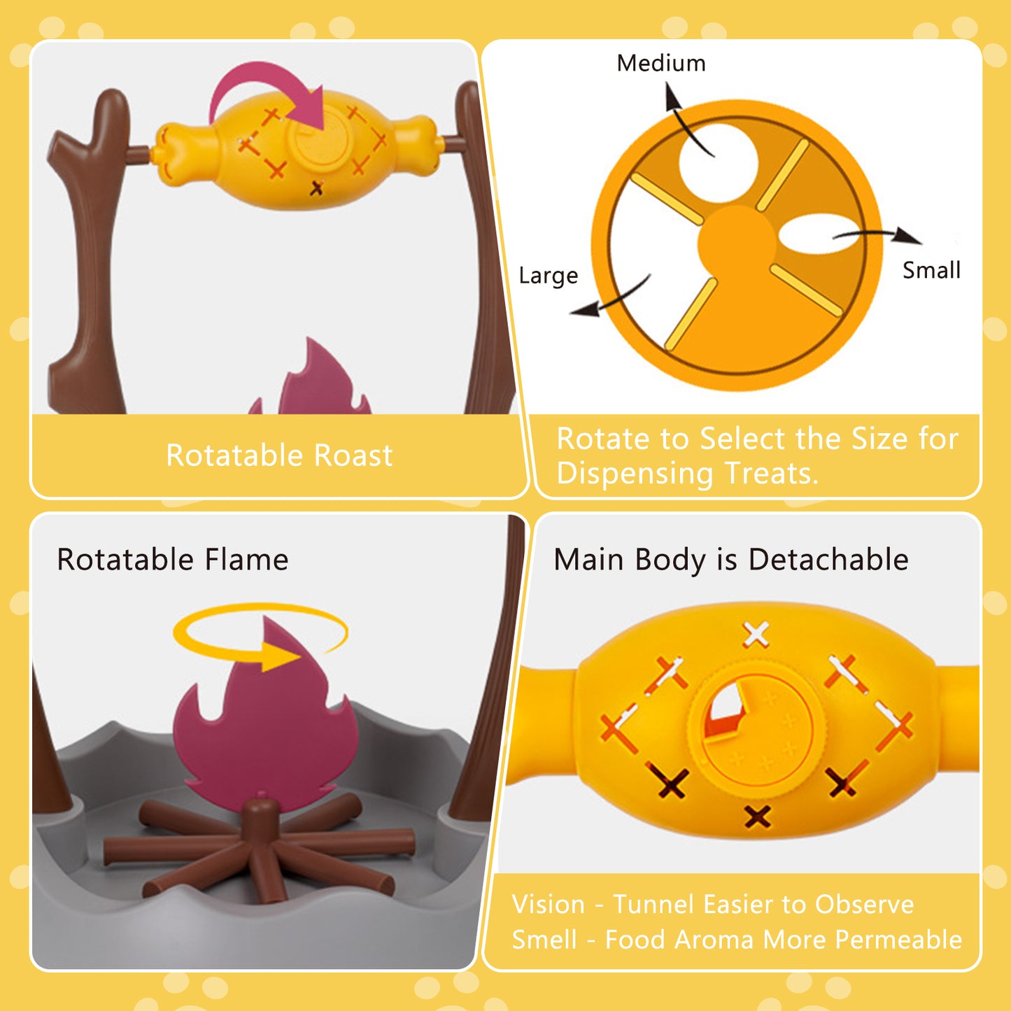 Rotating BBQ Cat Puzzle Feeder – Slow Feeder Treat Dispenser Toy